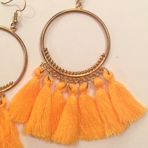 “Sofía” Tassel Orange Earrings-Drop - Picture 3 of 3